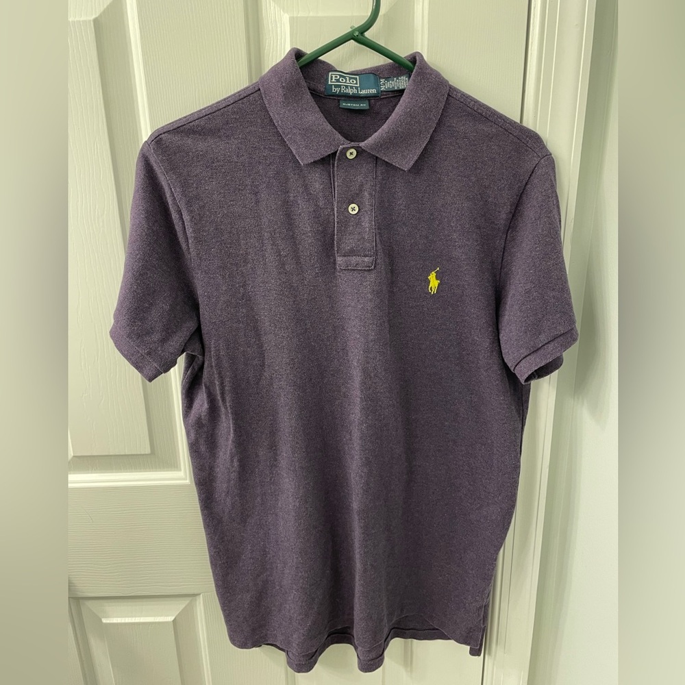 Ralph Lauren Polo custom Polo purple with yellow polo embroidered mens M